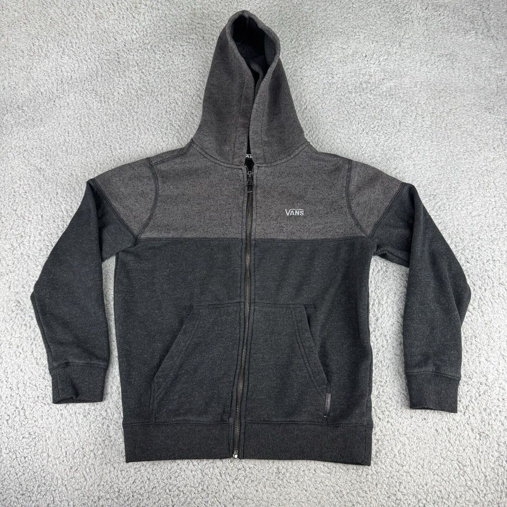 Vans Sweater Jacket Youth Size Small Black Gray Boy Hoodie